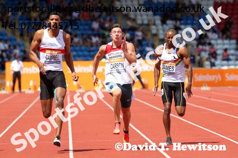 Mens 100 metres, Sainsbury's British Champs, Alexander Stadium, Birmingham. Photo: David T. Hewitson/Sprts for All Pics